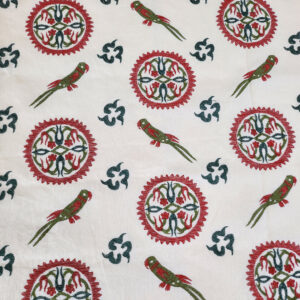 Vaughan, Thassos Embroidered Red Linen Fabric